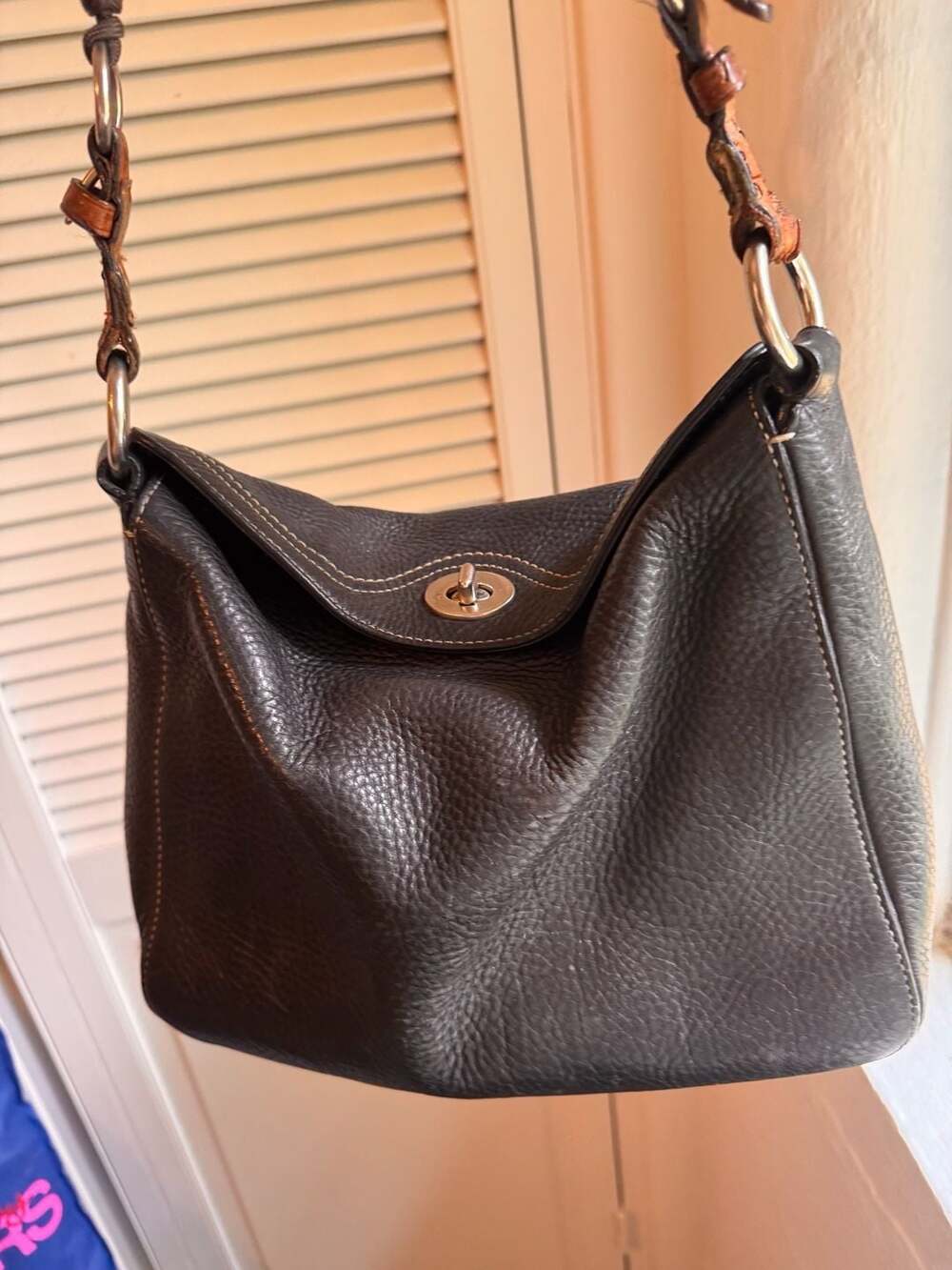 Coach Black Pebbled Leather Chelsea Turnlock Hobo Shoulder Bag Style 10131